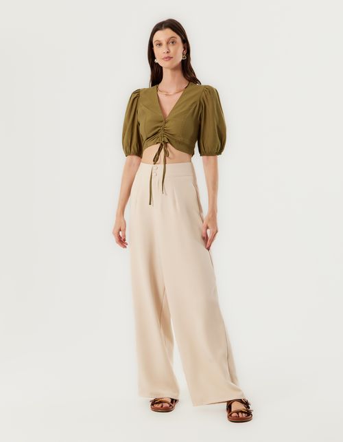 Blusa Detalhe Franzido Frente - Verde