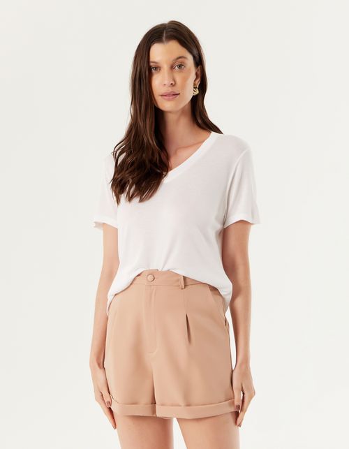 Short Alfaiataria Pregas - Nude