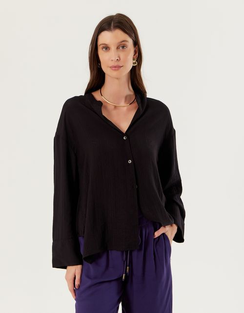 Camisa Ampla Botões - Preto