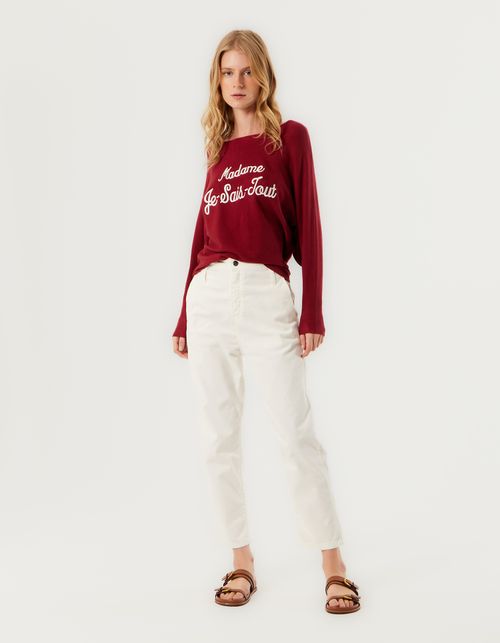 Blusa Tricot Bordada - Vinho