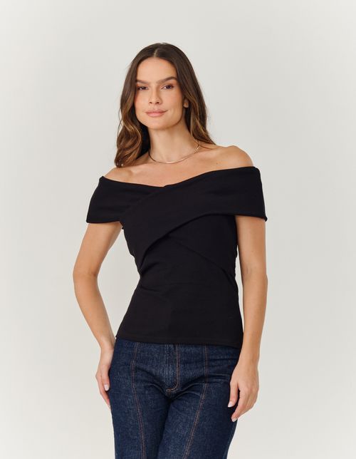 Blusa Detalhe Cruzado - Preto