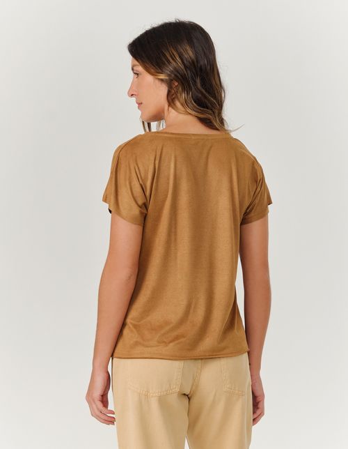 Blusa Gola v Suede - Marrom