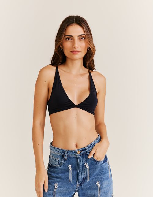 Top Decote v Lingerie - Preto