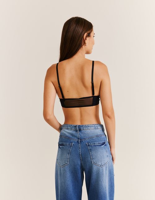 Top Decote v Lingerie - Preto