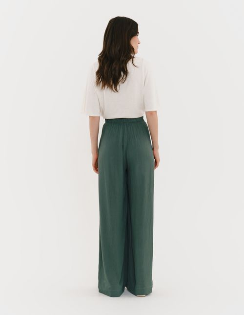 Calça Pantalona Texturas - Verde Oliva