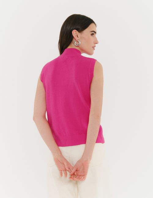 Colete Tricot Detalhe Losangos - Pink