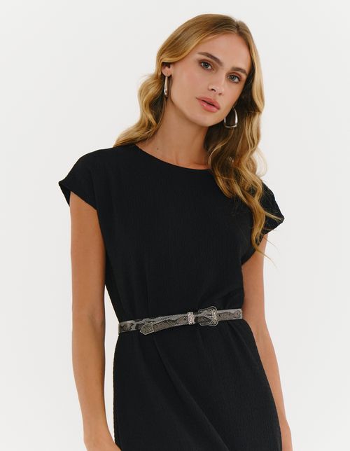 Cinto Estampa Animal Print - Cinza