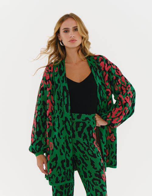 Cardigan Tricot Est Onca Marrom - Marrom