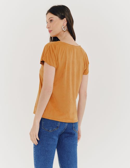 Blusa Gola v Suede - Camel