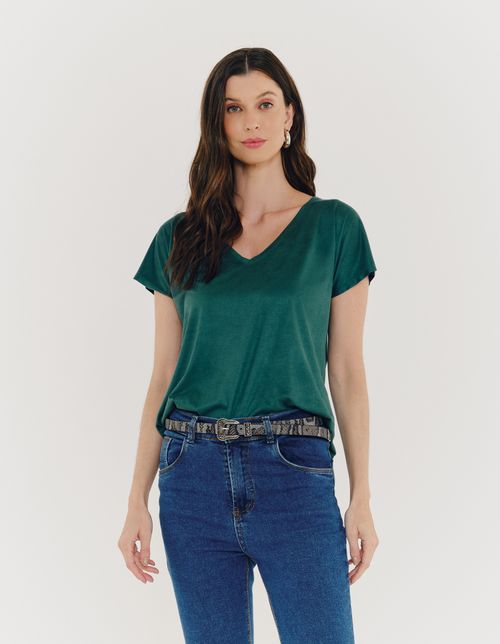 Blusa Gola v Suede - Verde Bandeira