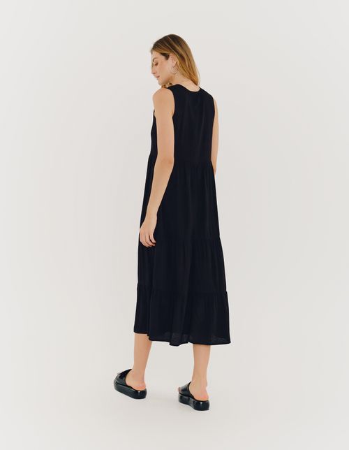 Vestido Midi Marias Moldura - Preto