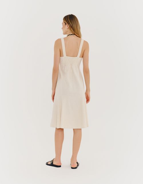 Vestido Midi Malha Diagonal - Areia