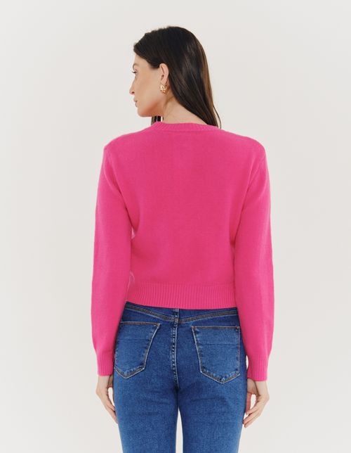 Sueter Tricot Detalhes Trancas - Pink