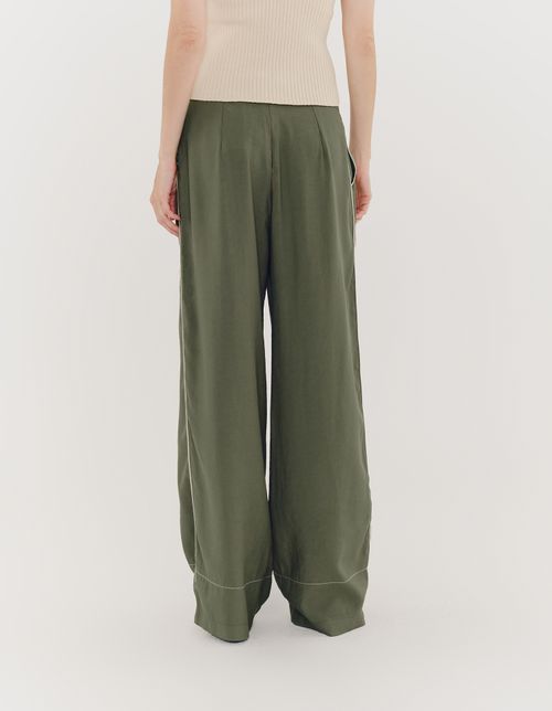 Calça Recorte Lateral Vivo Constraste - Verde Militar