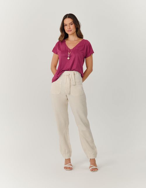 Calça Jogger Cintura Alta Sarja - Nuvem