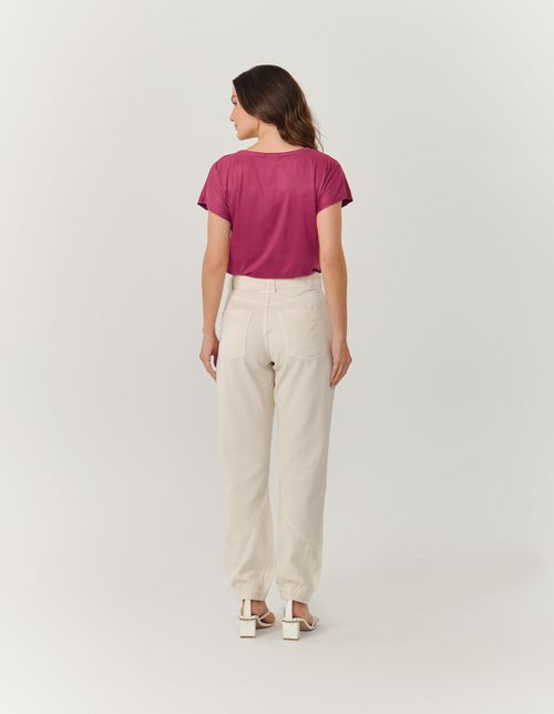 Calça Jogger Cintura Alta Sarja - Nuvem