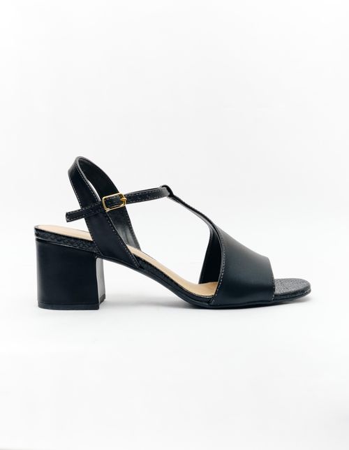 Sandalia Salto Palmilha  Snake - Preto