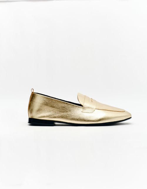Mocassim Loufer Couro - Ouro