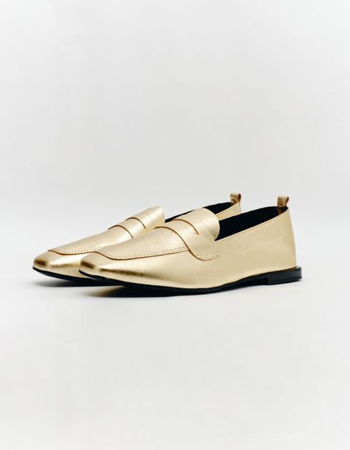 Mocassim Loufer Couro - Ouro