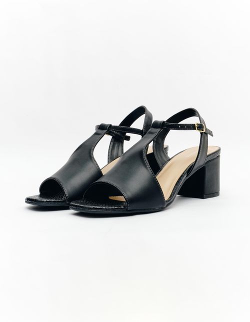 Sandalia Salto Palmilha  Snake - Preto