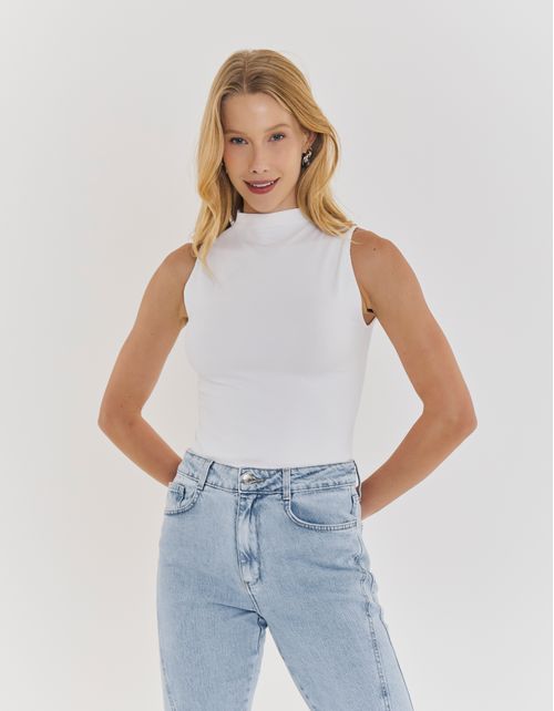 Cropped Seamless Canelado Gola - Off White