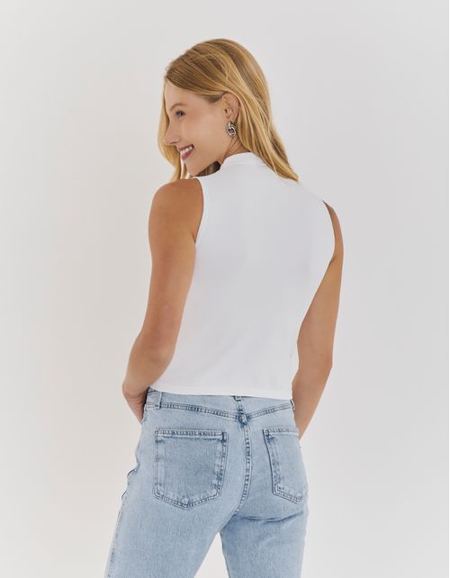 Cropped Seamless Canelado Gola - Off White