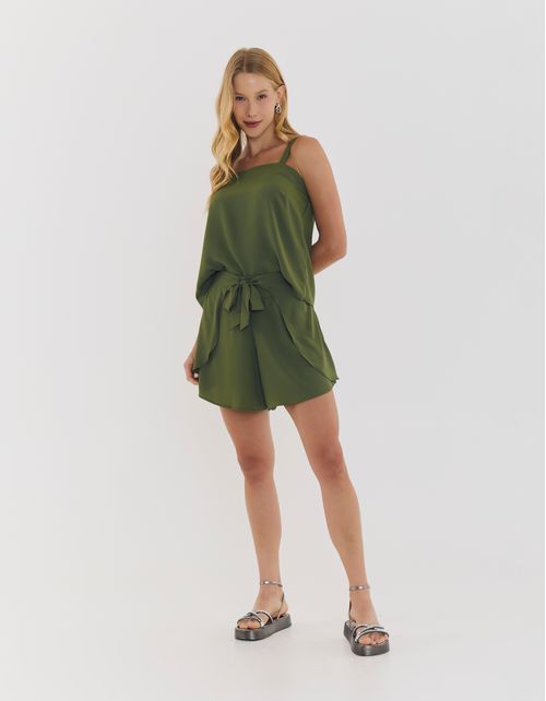 Short Amplo Amarração - Verde Oliva
