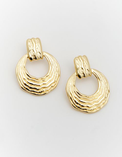 Brinco Elo Texturizado - Dourado