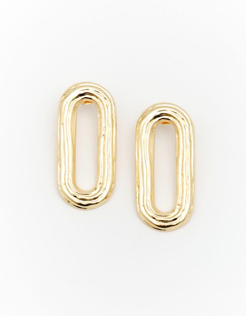 Brinco Elo Oval Texturizado - Dourado