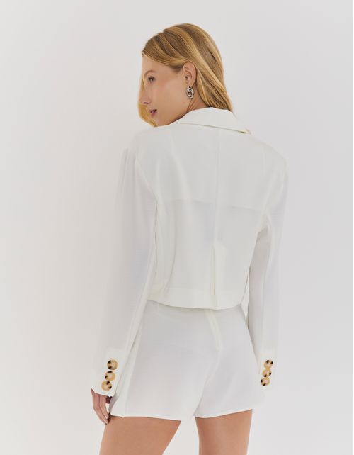Blazer Curto Alfaiataria Bolsos - Off White