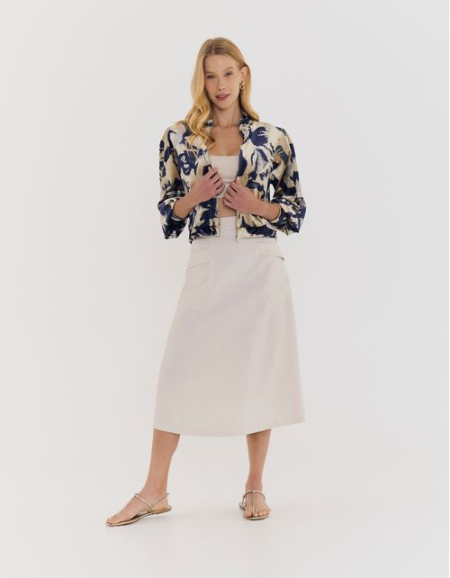 Bomber Veludo Estampa Romantic Rose - Areia