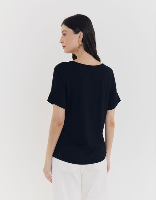 Blusa Silk Bordado Paete - Preto