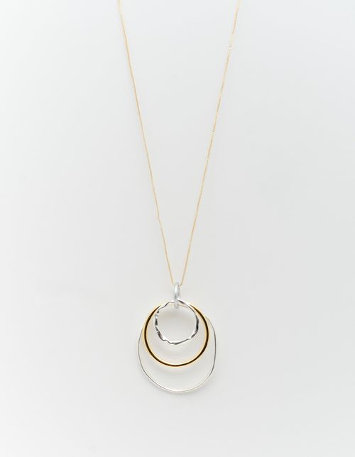 Colar Longo Metal Multi Argola - Dourado