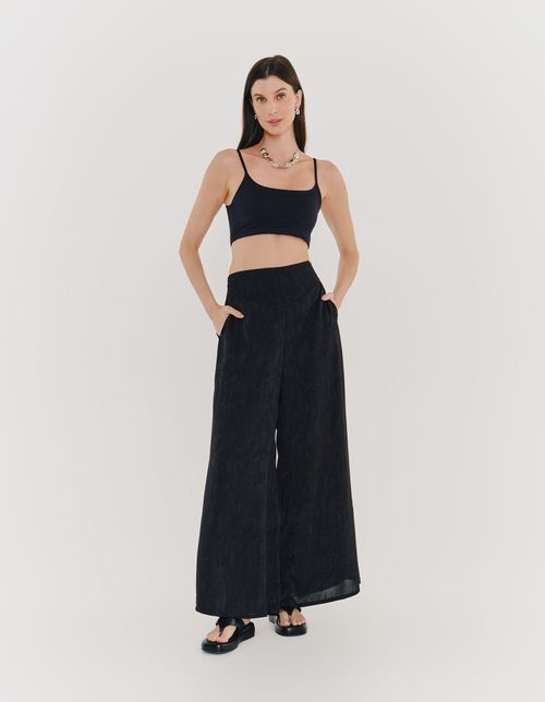Calca Pantalona Acetinada - Preto