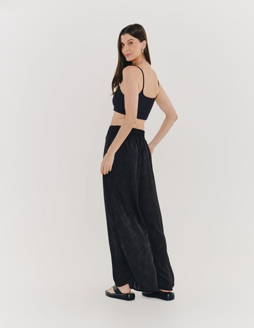 Calca Pantalona Acetinada - Preto