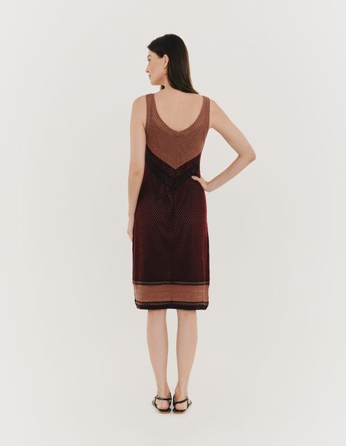 Vestido Midi Tricot Jacquard Telado - Vinho