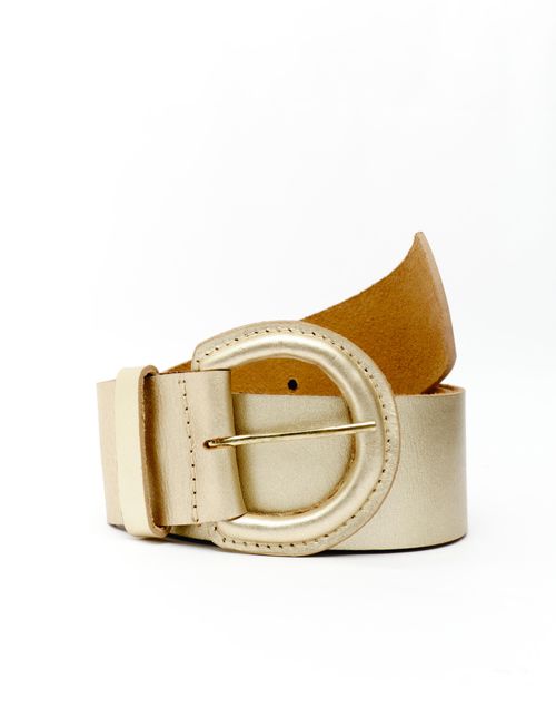 Cinto Metalizado Fivela Encapada - Dourado