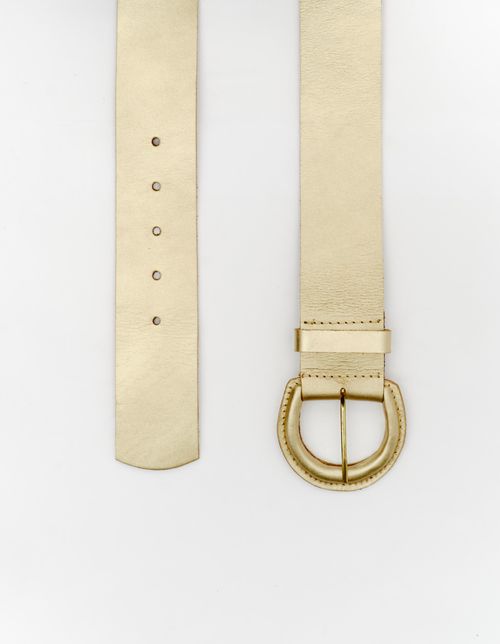 Cinto Metalizado Fivela Encapada - Dourado