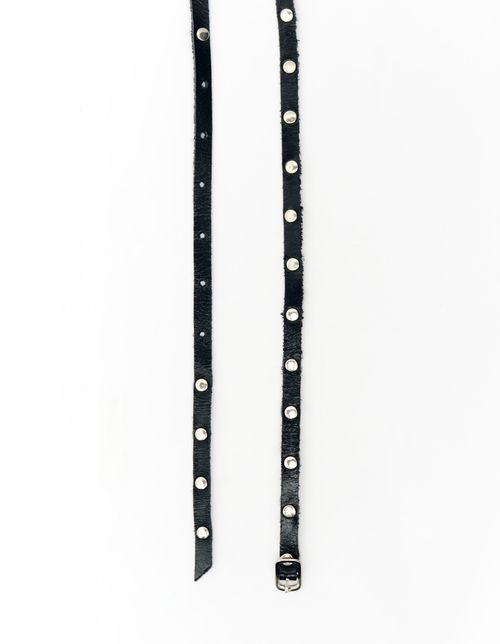 Cinto Fino Com Duas Voltas - Preto Com Niquel