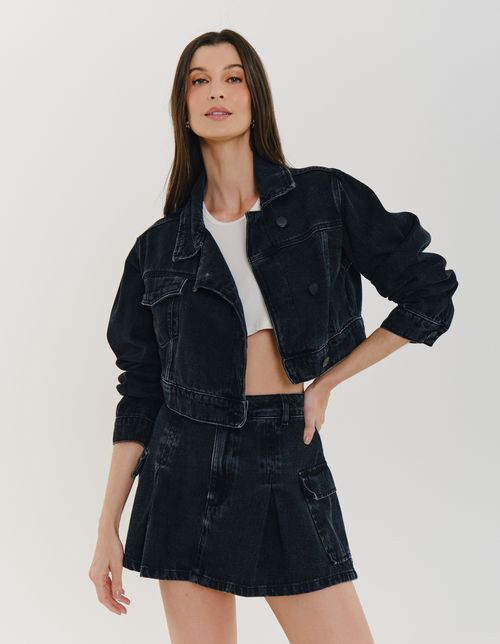 Jaqueta Cropped Black Jeans - Black Jeans