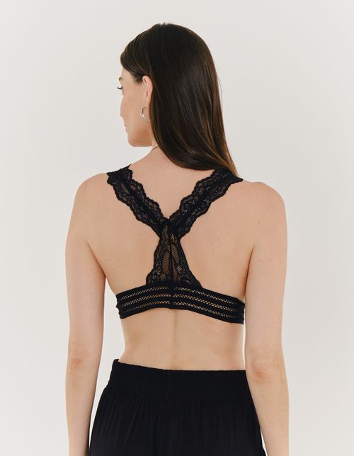 Top Rendado Lingerie - Preto
