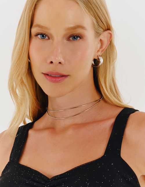 Colar Choker Duplo - Niquel