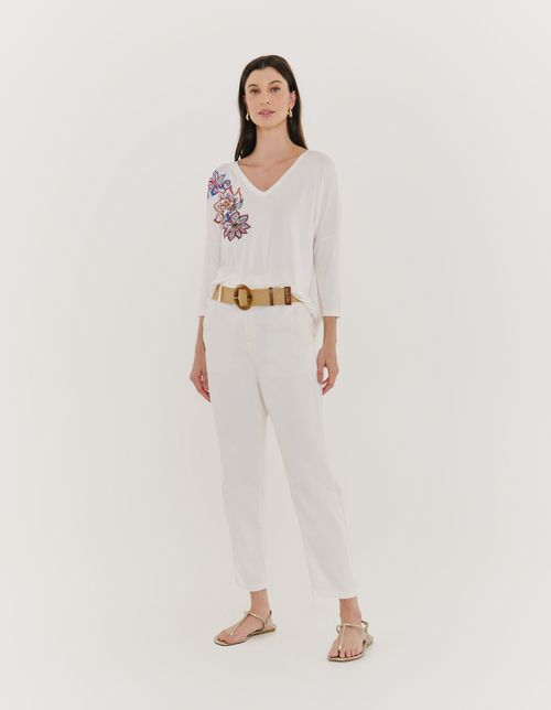 Blusa Bordada Blue Marine - Off White