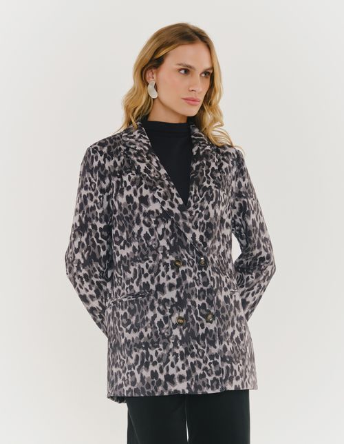 Blazer Estampado Onça - Cinza