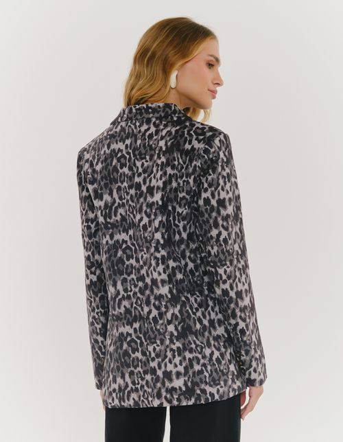 Blazer Estampado Onça - Cinza