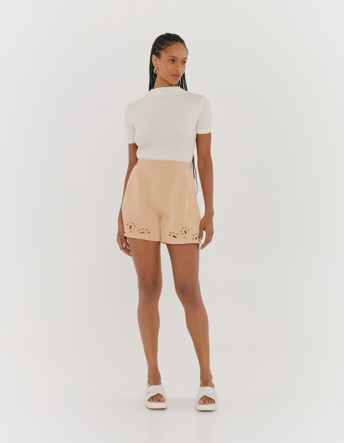 Short Renda Lateral - Bege