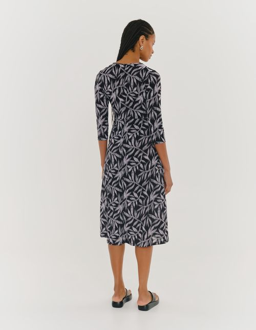 Vestido Midi Estampado Floral Dots - Preto