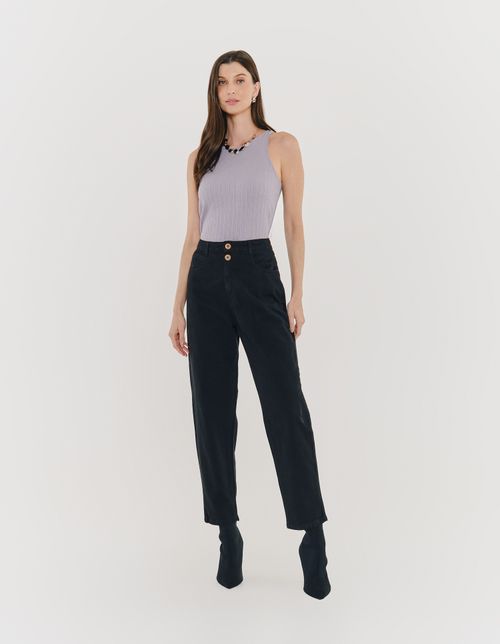 Calça Mom Basica Cintura Alta - Preto