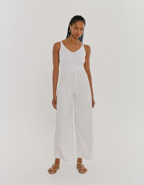 Calça Alfaiataria Pregas - Cinza