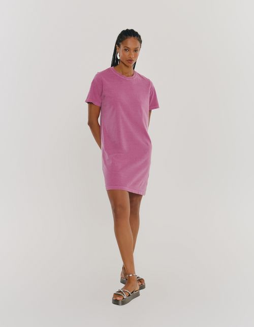 Vestido Curto t Shirt Estonado - Pitaya